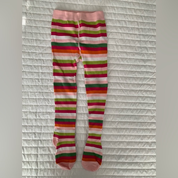 Gymboree Striped Tights Stretchy Pull On Pink Green Orange White Girls M/L - Picture 4 of 12